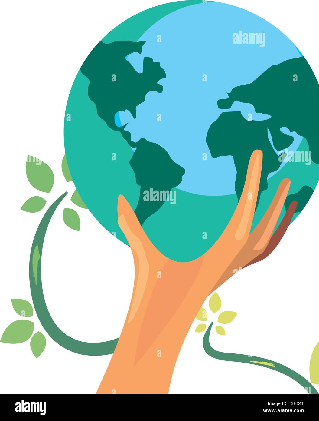 world with tree root happy earth day vector illustration Stock Vector ...