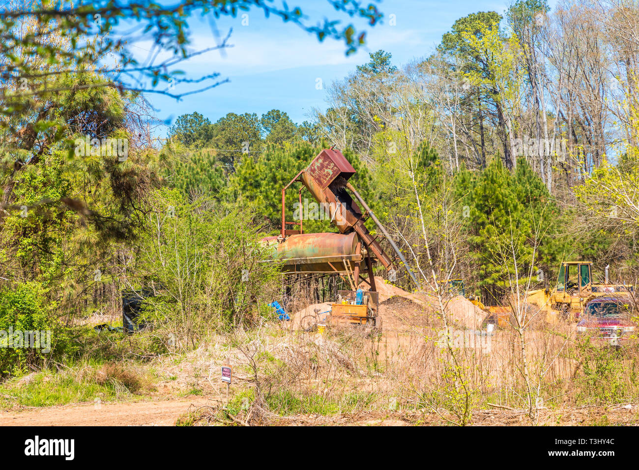 Dredging Machinery in Forest Stock Photo