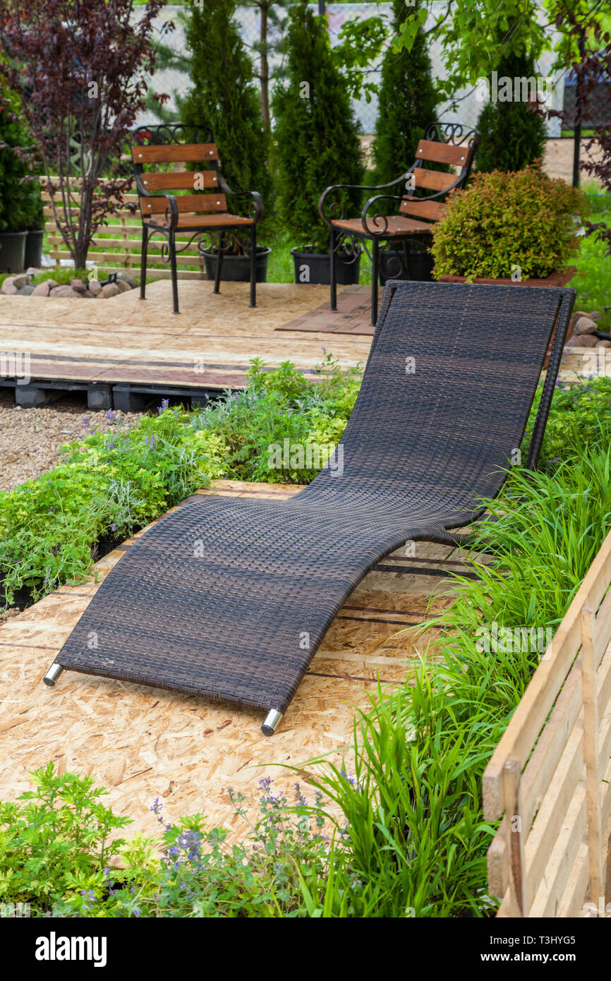 A Place To Relaxation At Backyard In Garden Lounge Chair Wooden
