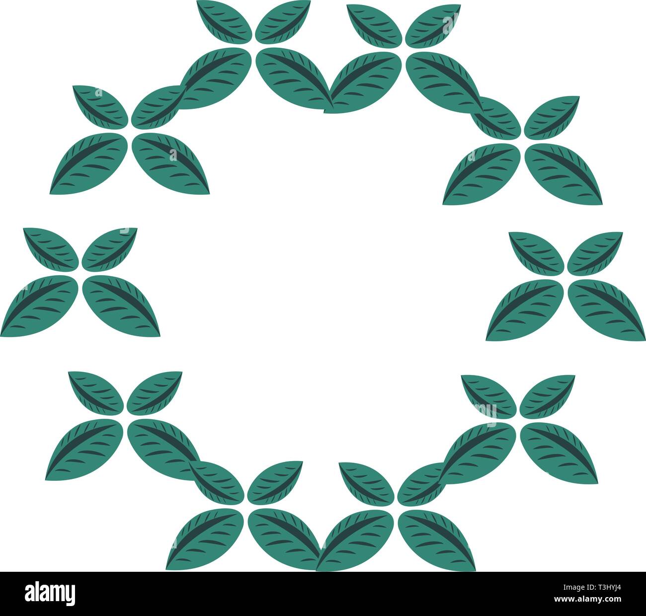 wreath leaves natural on white background vector illustration Stock ...
