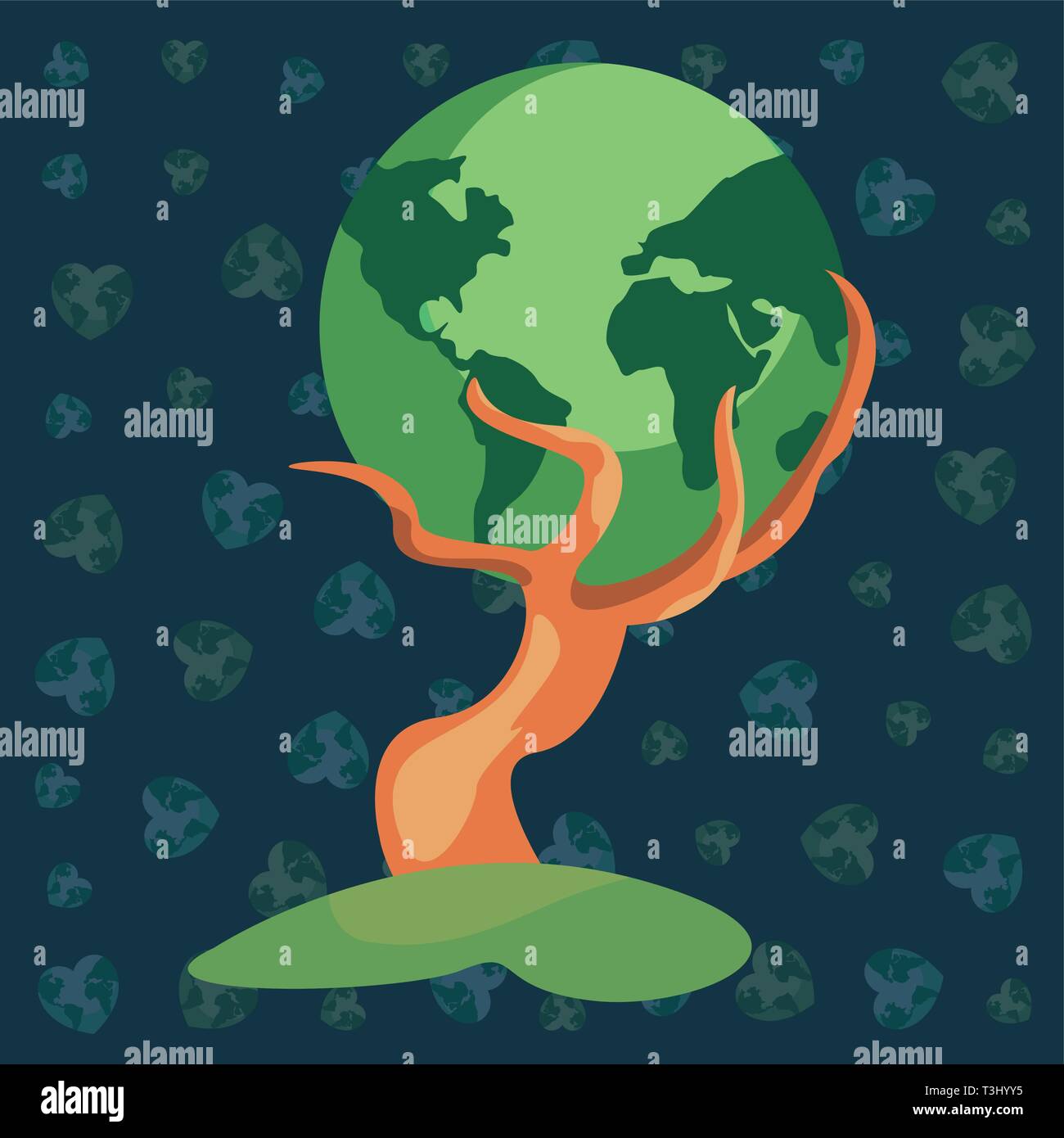 strong tree trunk with world earth day vector illustration Stock Vector ...