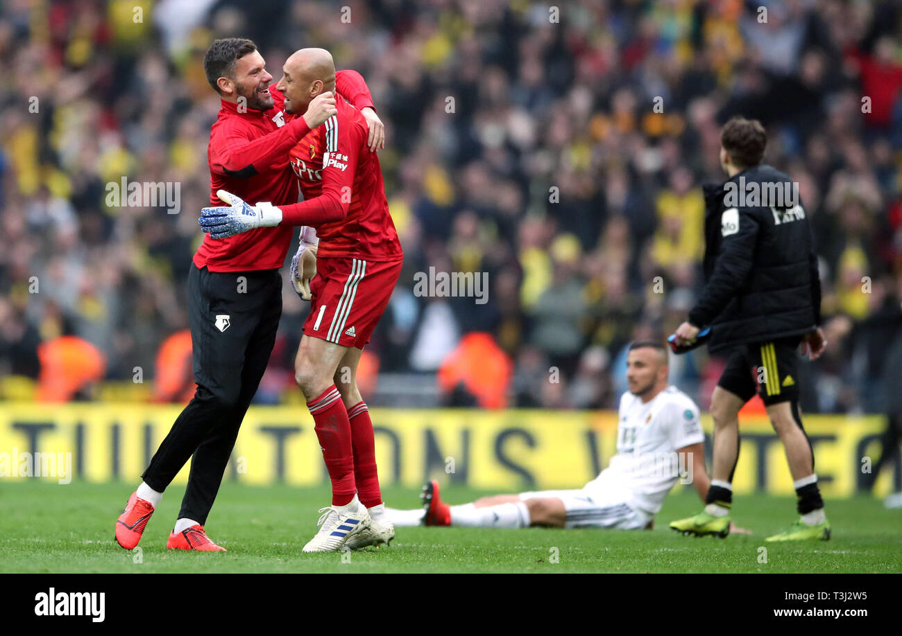 Watford goalkeepers Ben Foster (left) and Heurelho Gomes celebrate