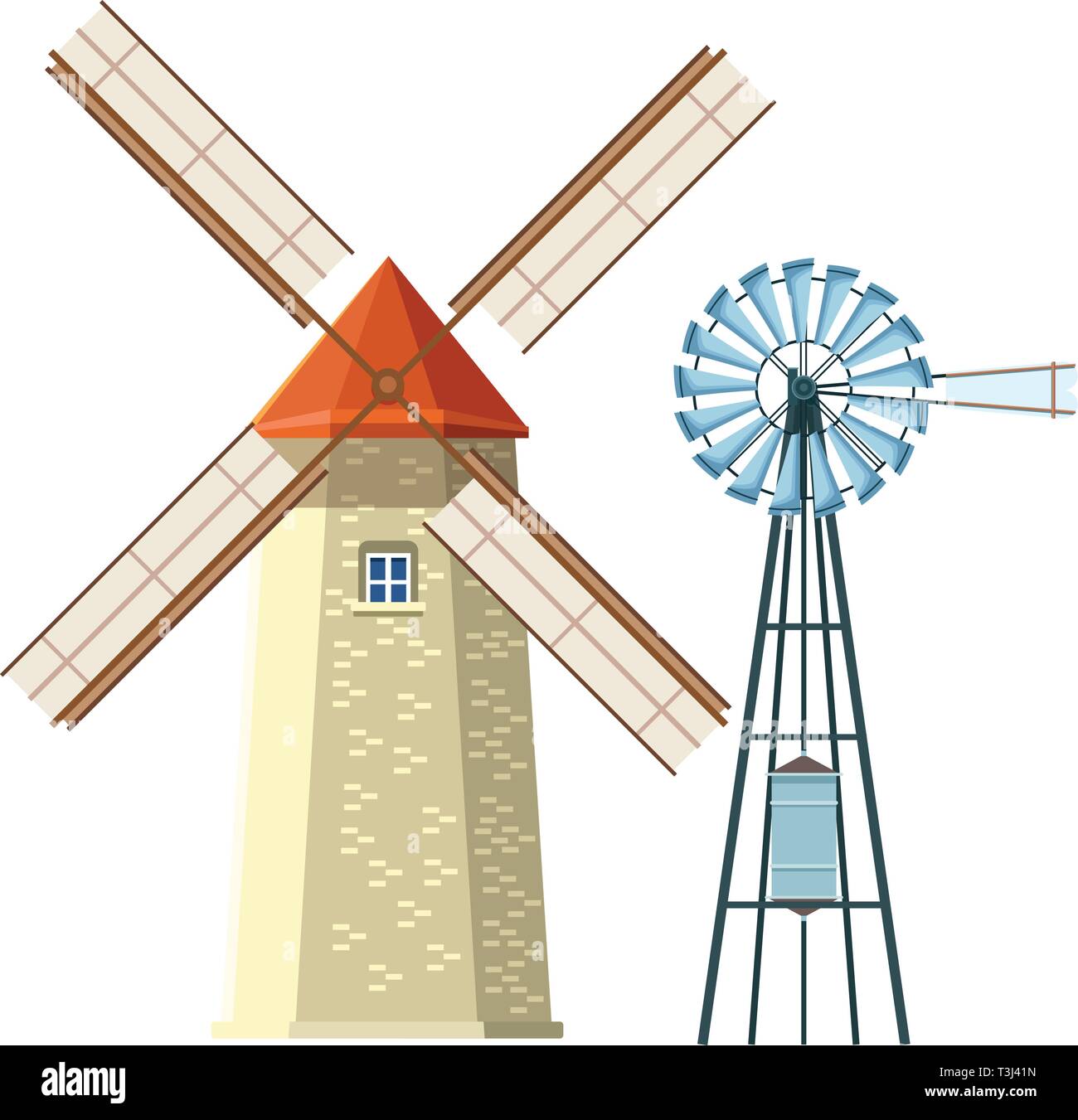windmill and wind turbine Stock Vector Image & Art - Alamy
