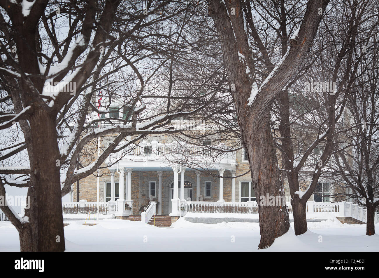 Winter Scenic of the US Ambassador's residence in Ottawa Canada Stock Photo