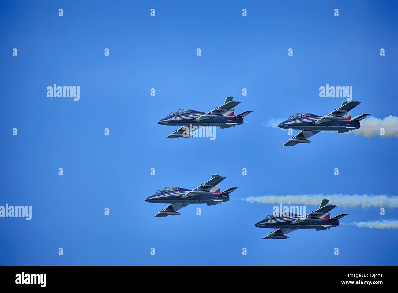 Frecce tricolori at Zadar 4. April 2019. flying with 30 knots south wind Stock Photo