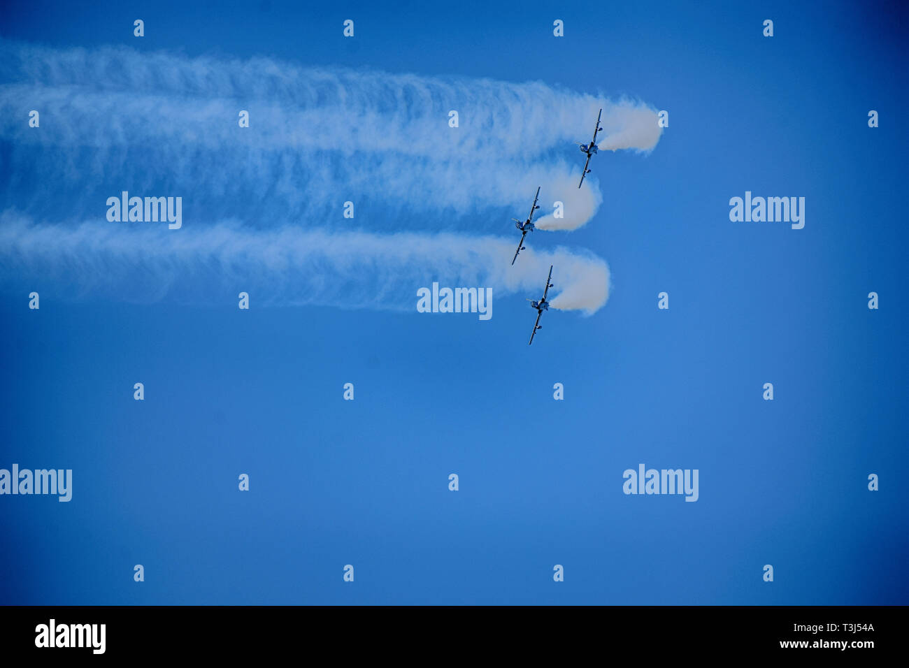 Frecce tricolori at Zadar 4. April 2019. flying with 30 knots south wind Stock Photo