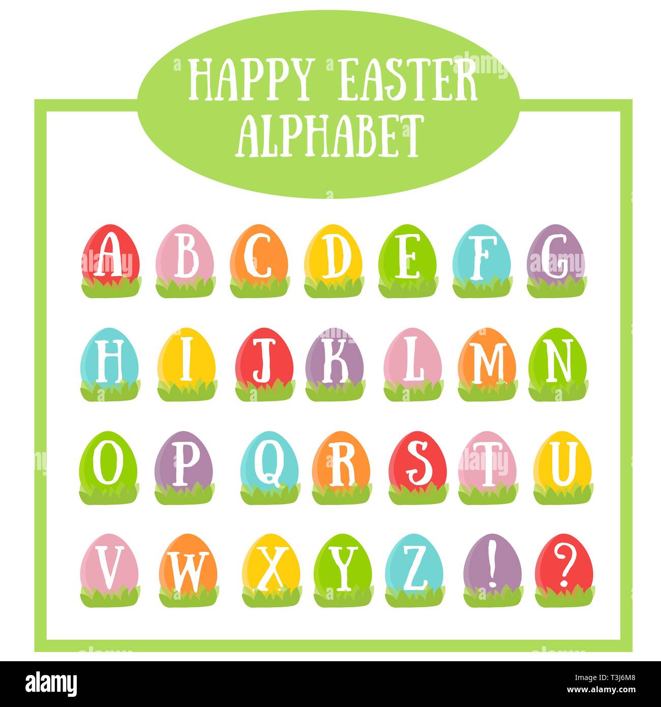 English alphabet. Vector illustration of easter alphabet. letters in easter eggs. Stock Vector