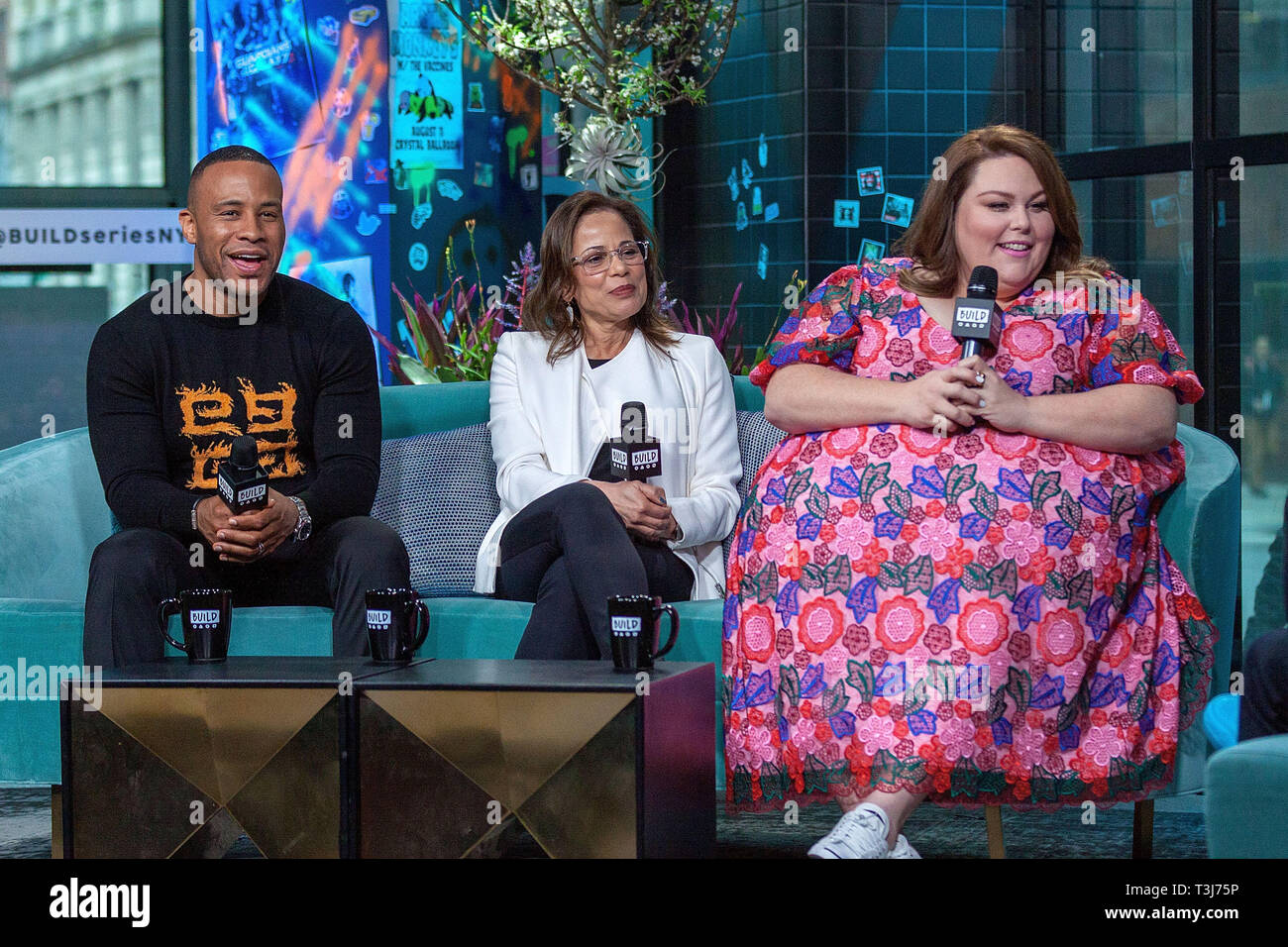 New York, USA. 09 Apr, 2019.  DeVon Franklin, Roxann Dawson, and, Chrissy Metz at The BUILD Series discussing “Breakthrough” at BUILD Studio on April 09, 2019 in New York, NY. Credit: Steve Mack/S.D. Mack Pictures/Alamy Stock Photo