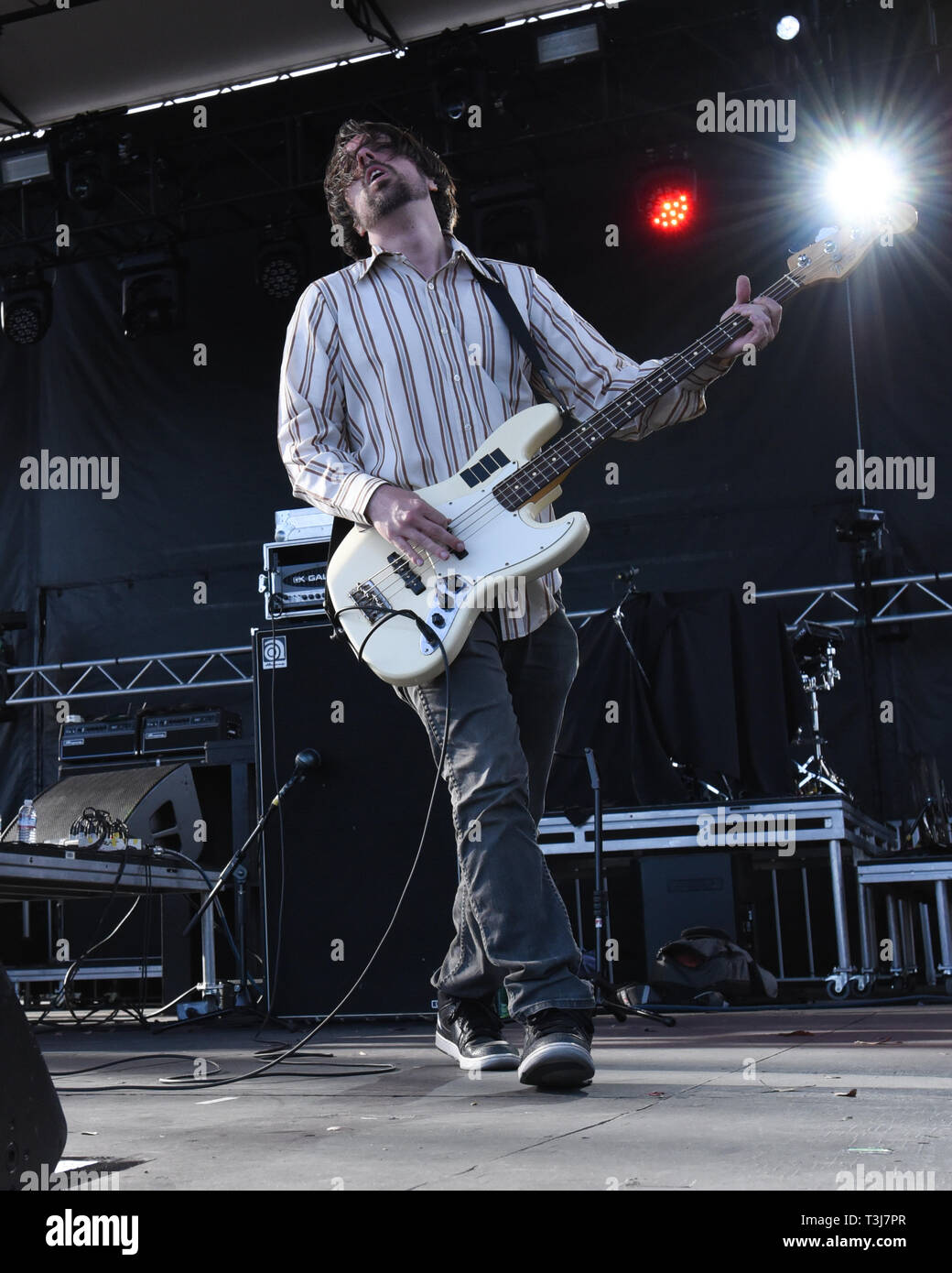 April 7, 2019 - Dana Point, California, USA - Bassist TYLER SMITH of Black Flag performs at the Sabroso Craft Beer, Taco & Music Festival 2019 Sunday (Day 2) at Doheny State Beach in Dana Point, California. (Credit Image: © Billy Bennight/ZUMA Wire) Stock Photo