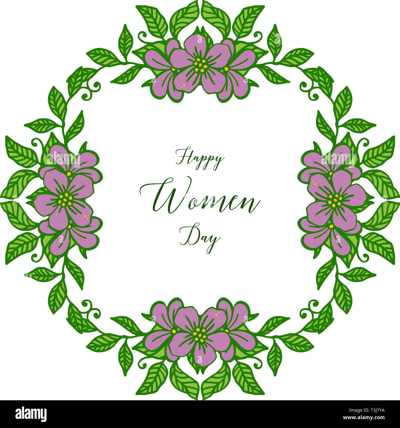 Vector illustration shape happy women day with abstract purple flower ...