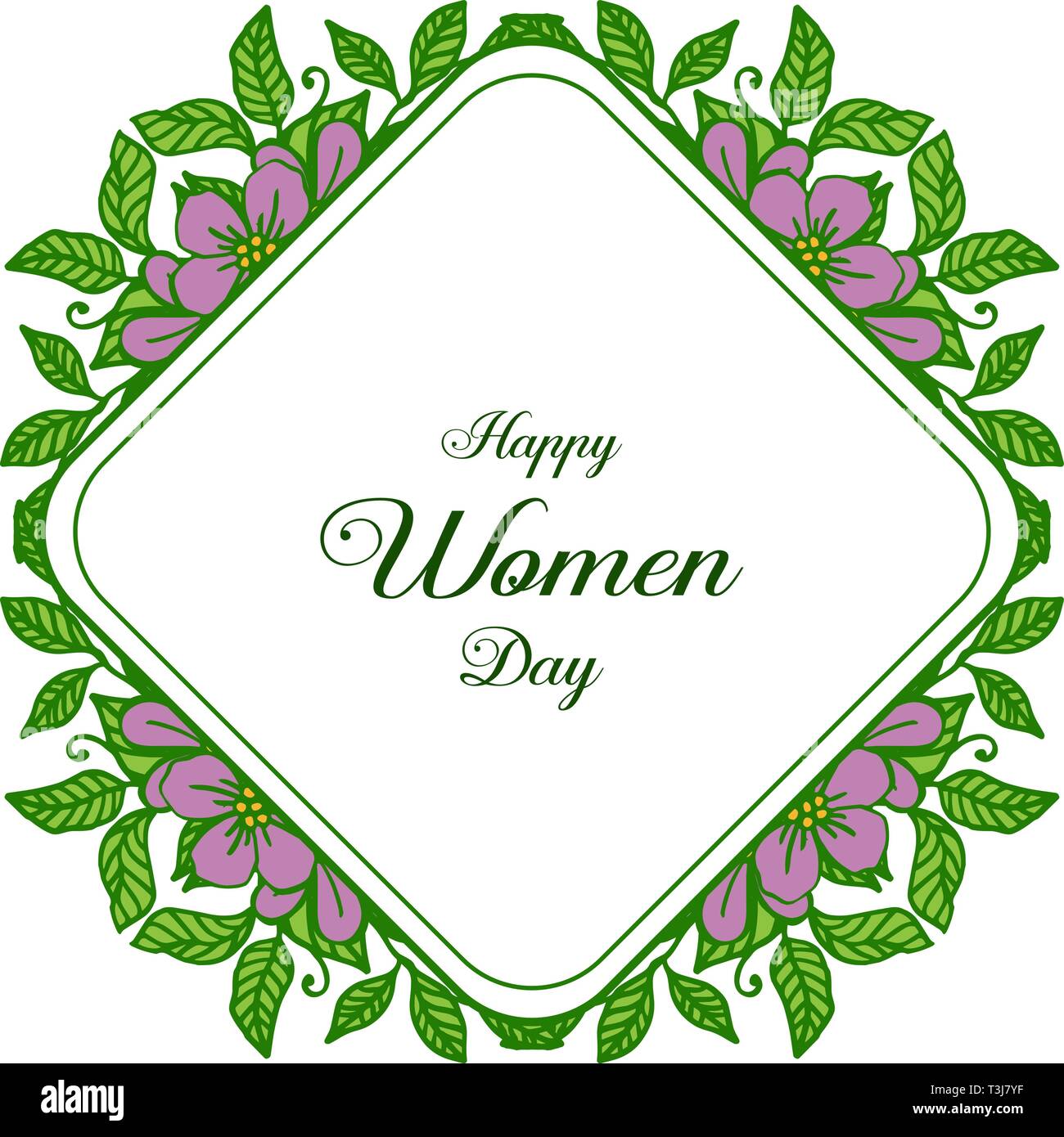 Vector illustration shape happy women day with abstract purple flower ...