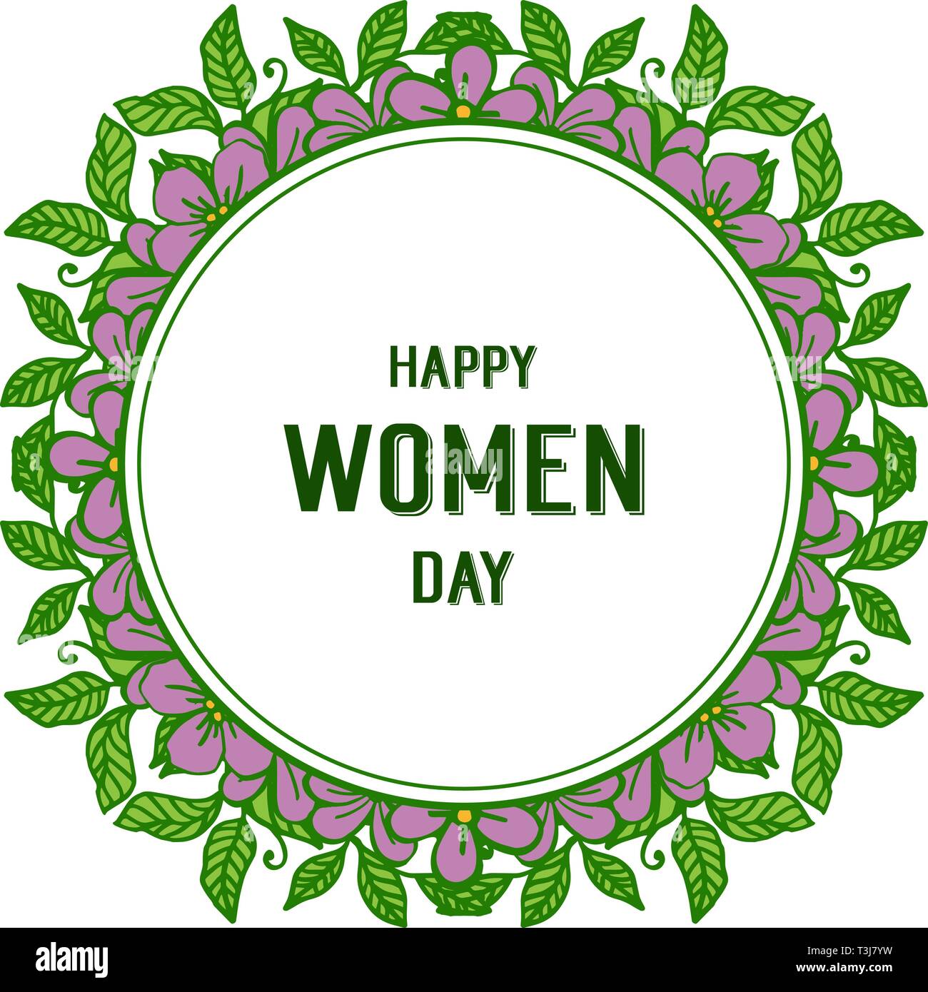 Vector illustration shape happy women day with abstract purple flower ...