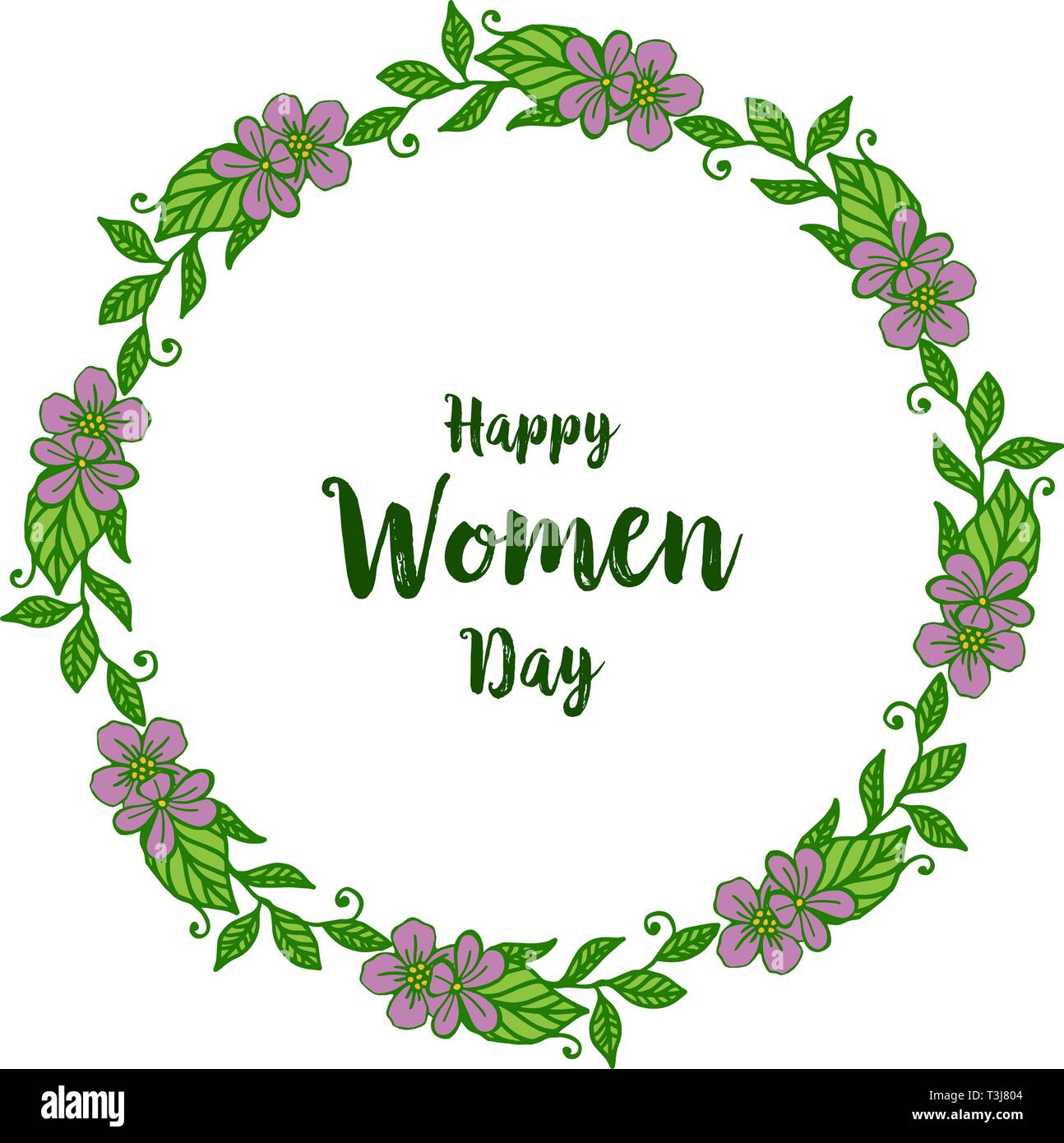 Vector illustration shape happy women day with abstract purple flower ...