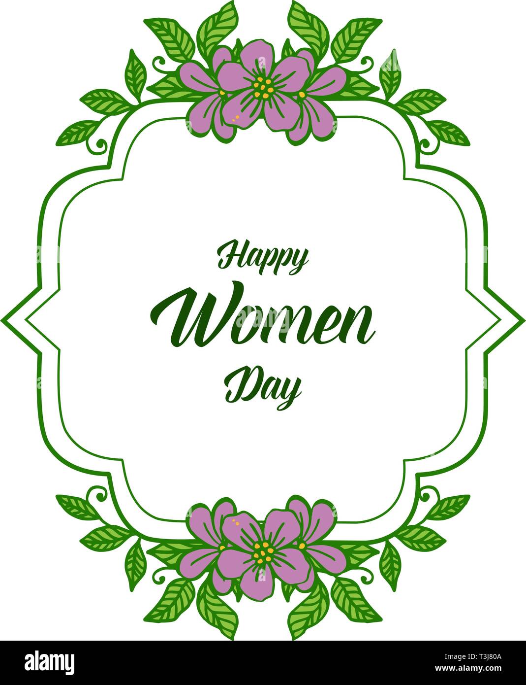 Vector illustration shape happy women day with abstract purple flower ...