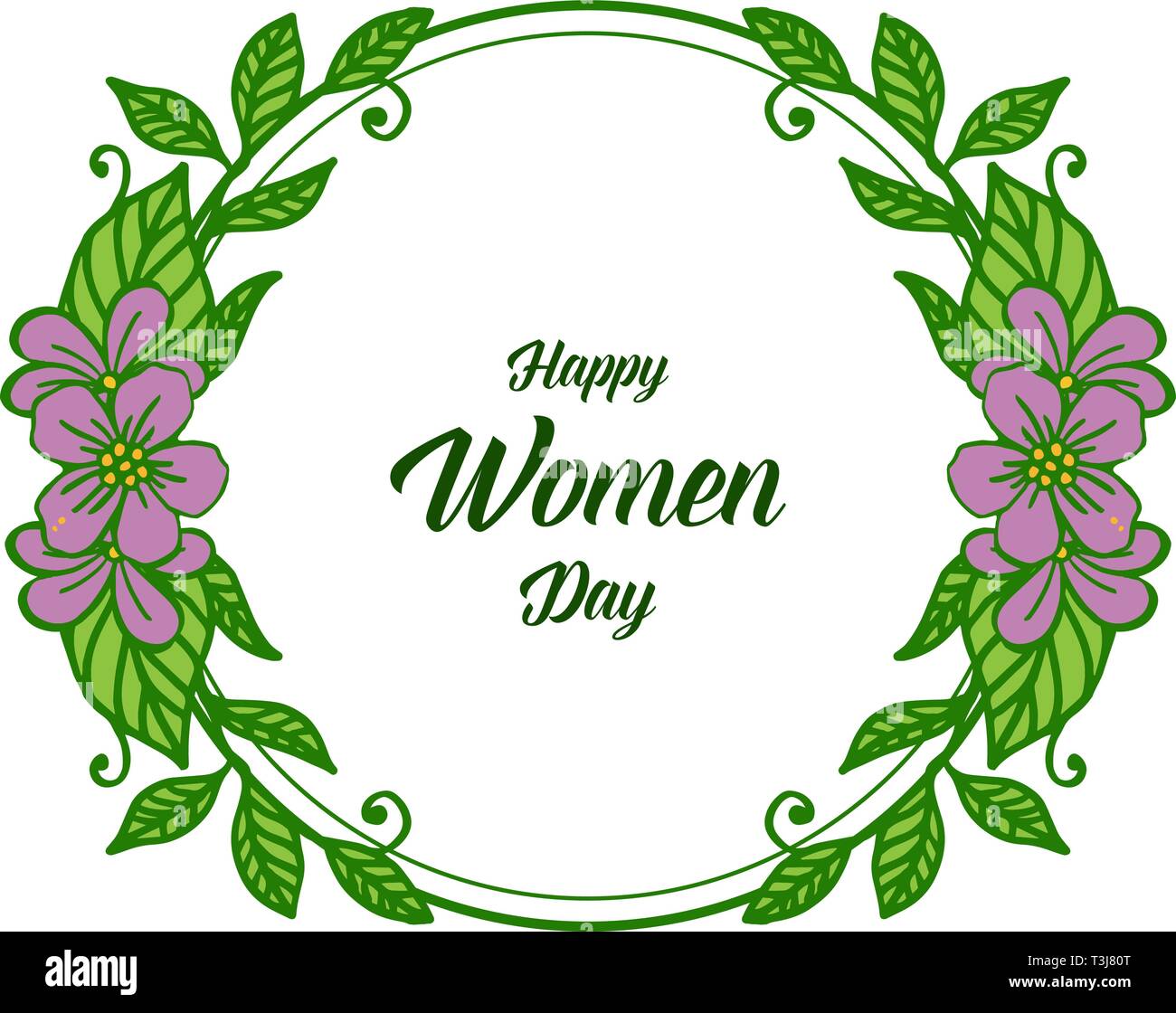 Vector illustration decor happy women day with pattern art of purple ...