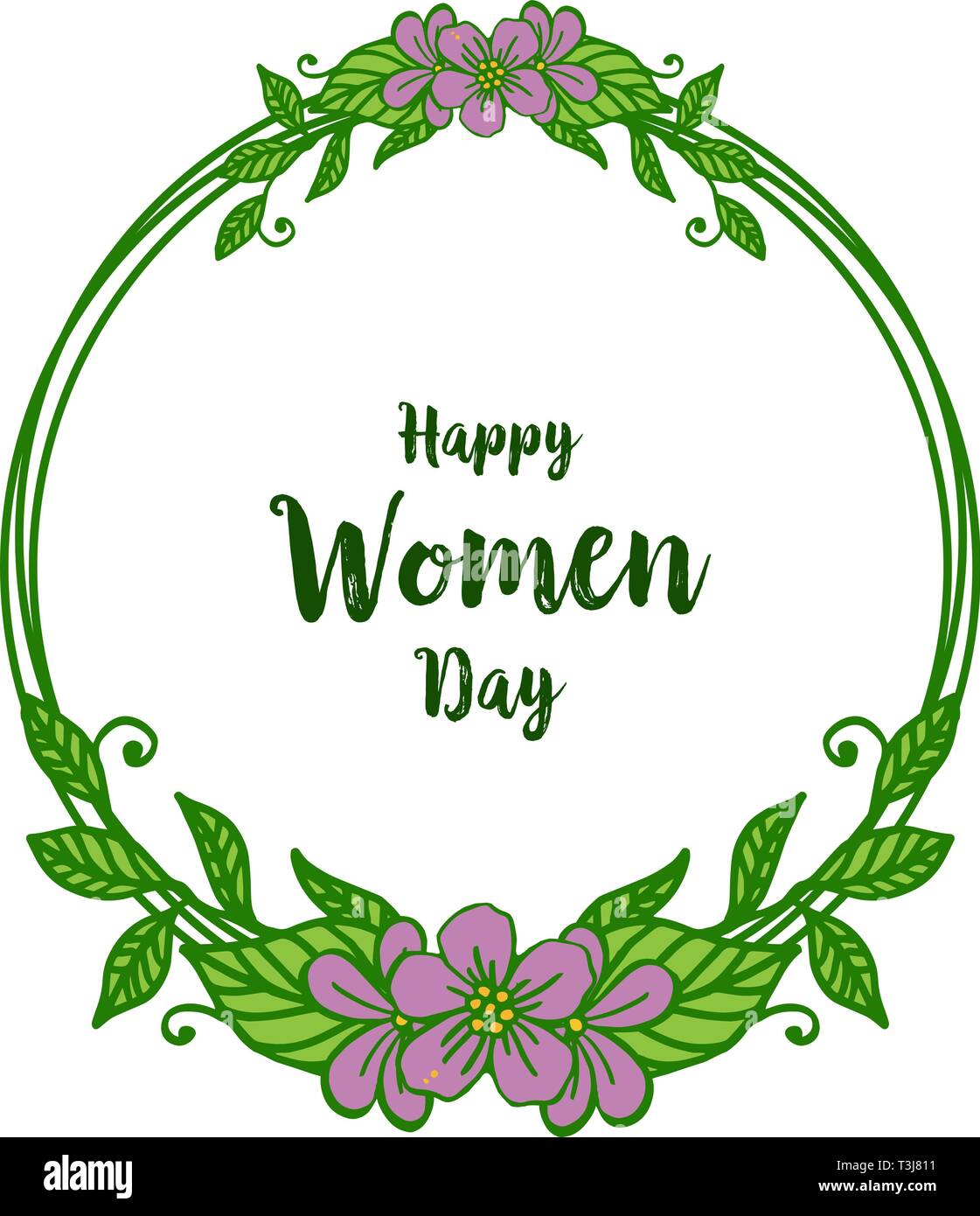 Vector illustration decor happy women day with pattern art of purple ...