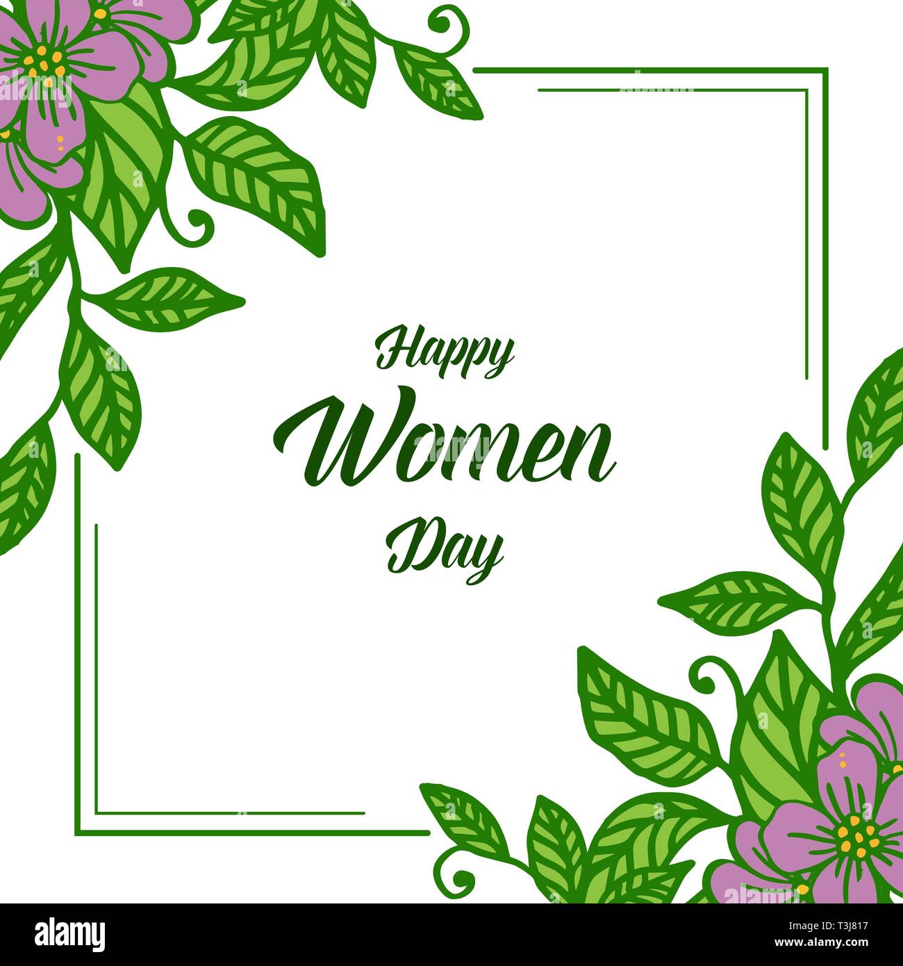 Vector illustration decor happy women day with pattern art of purple ...