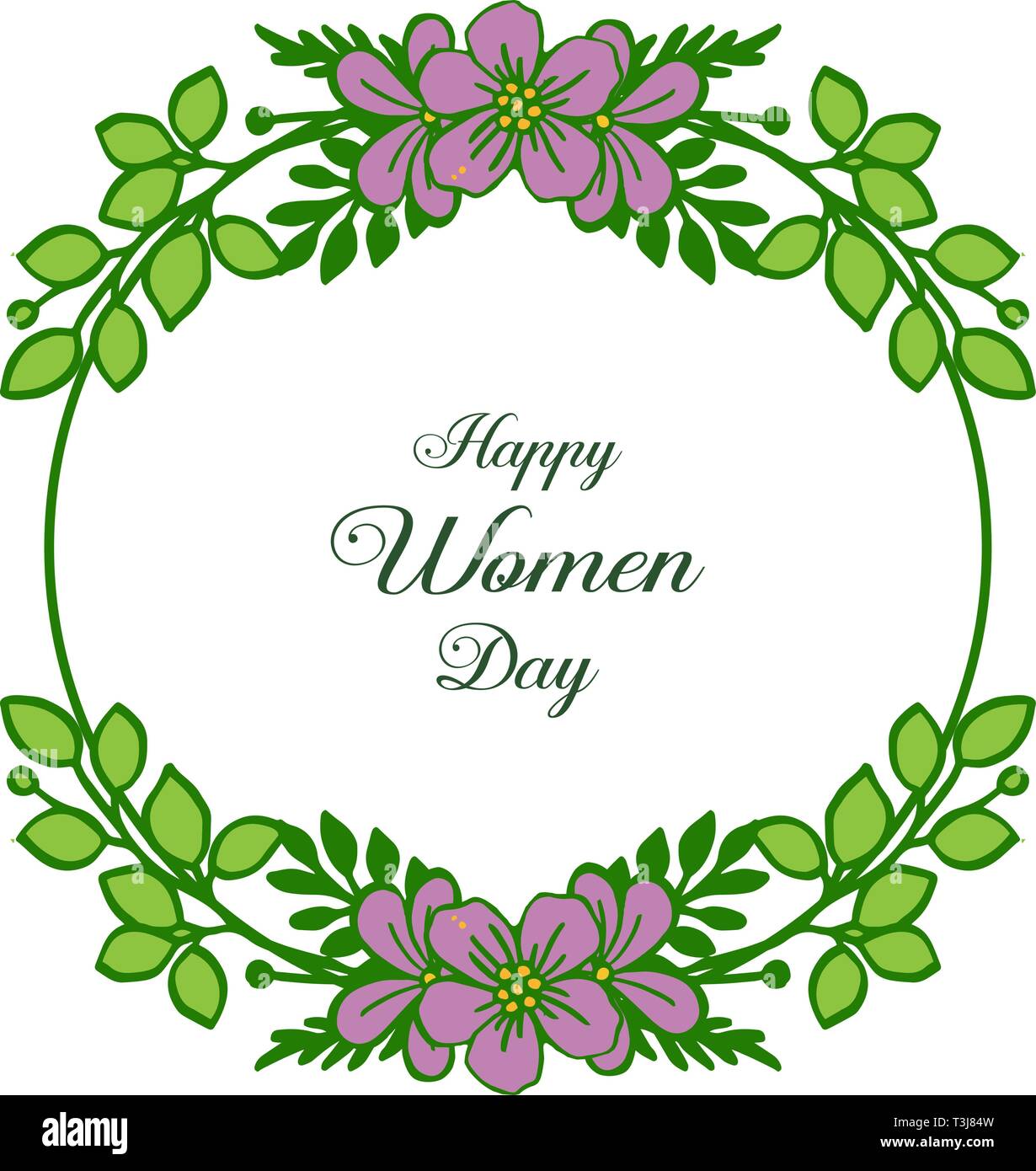 Vector illustration various ornate of purple flower frame with happy ...