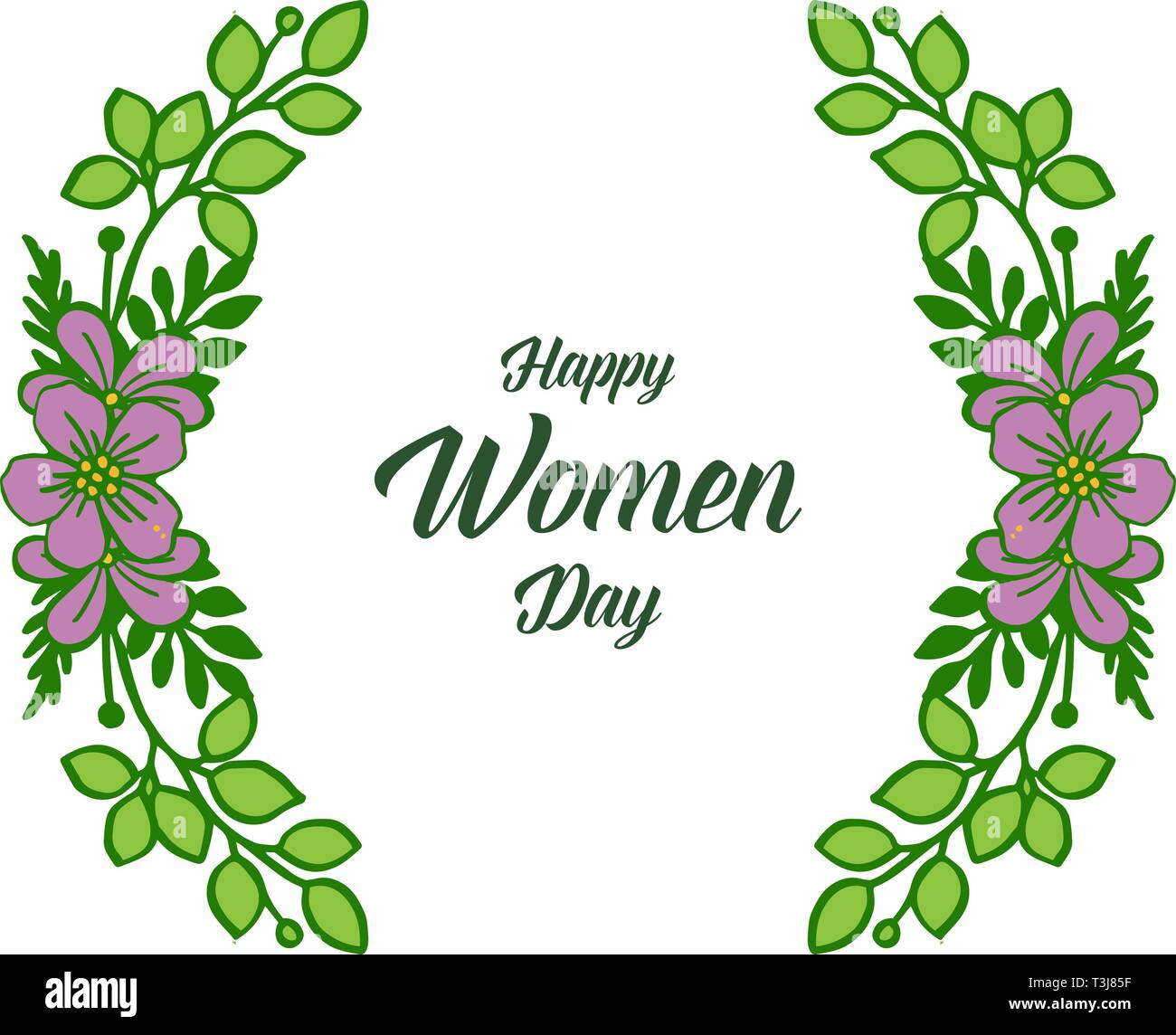Vector illustration various ornate of purple flower frame with happy ...