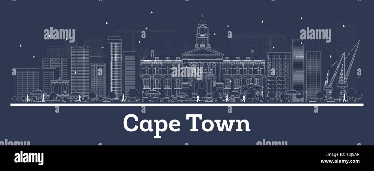 Cape Town South Africa City Skyline with White Buildings. Vector ...