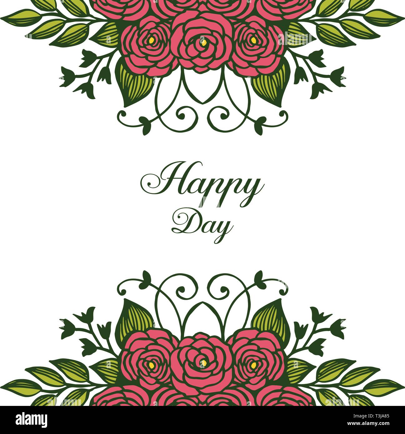 Vector illustration drawing floral frame for invitation happy day hand ...