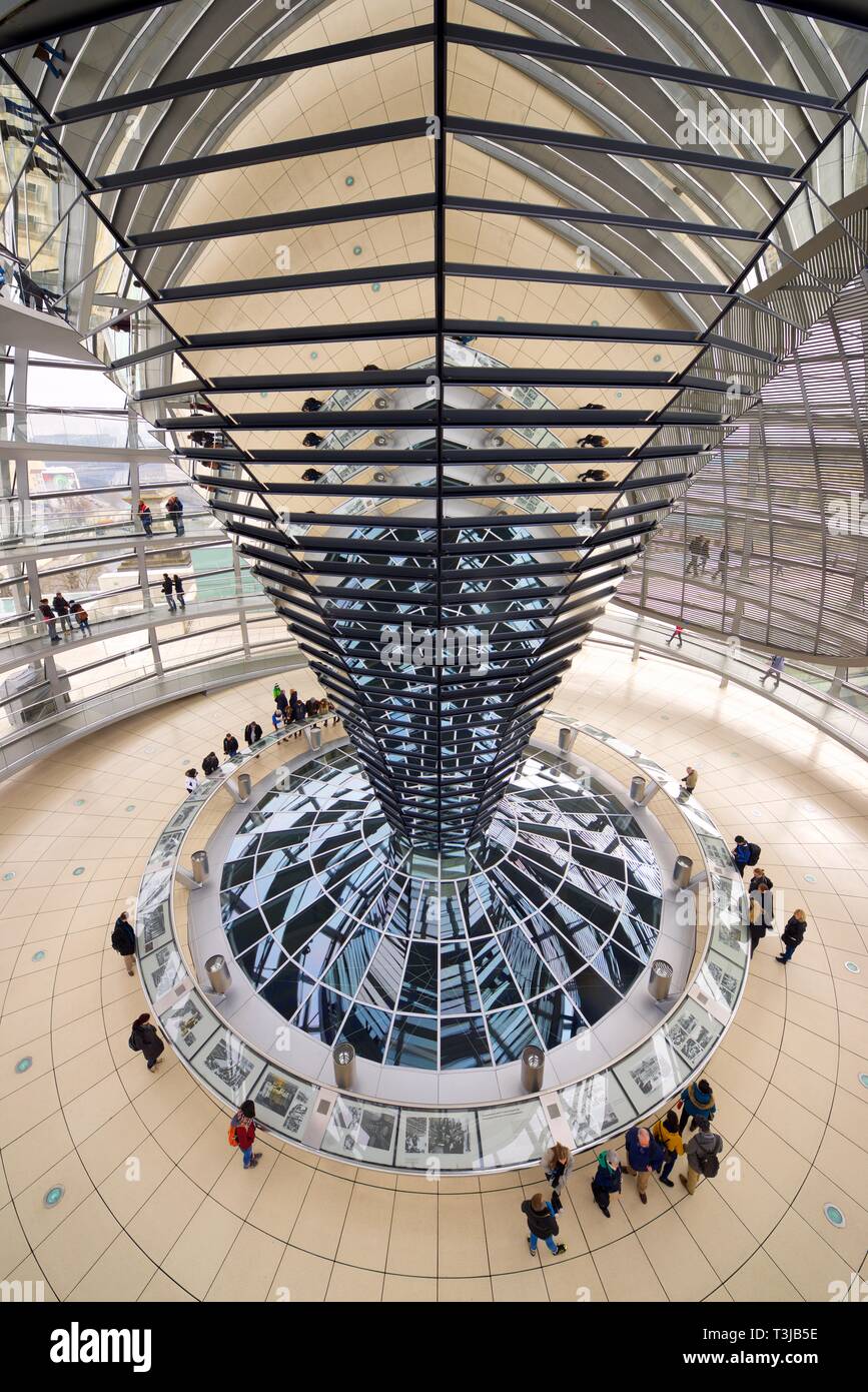 BERLIN, GERMANY - MARCH 24, 2016: Tourists visiting Reichstag Dome