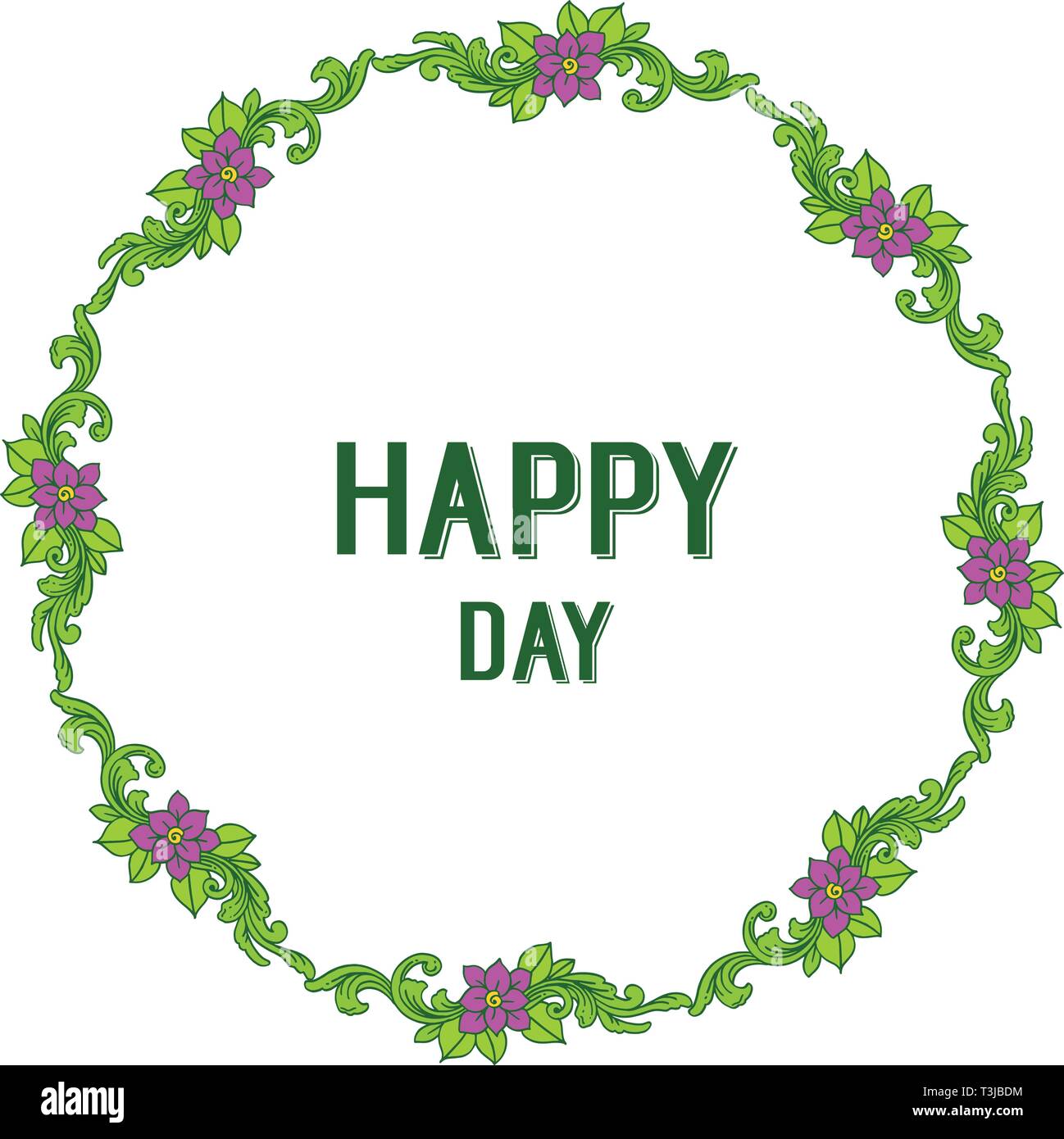 Vector illustration purple floral frame for invitation happy day hand ...