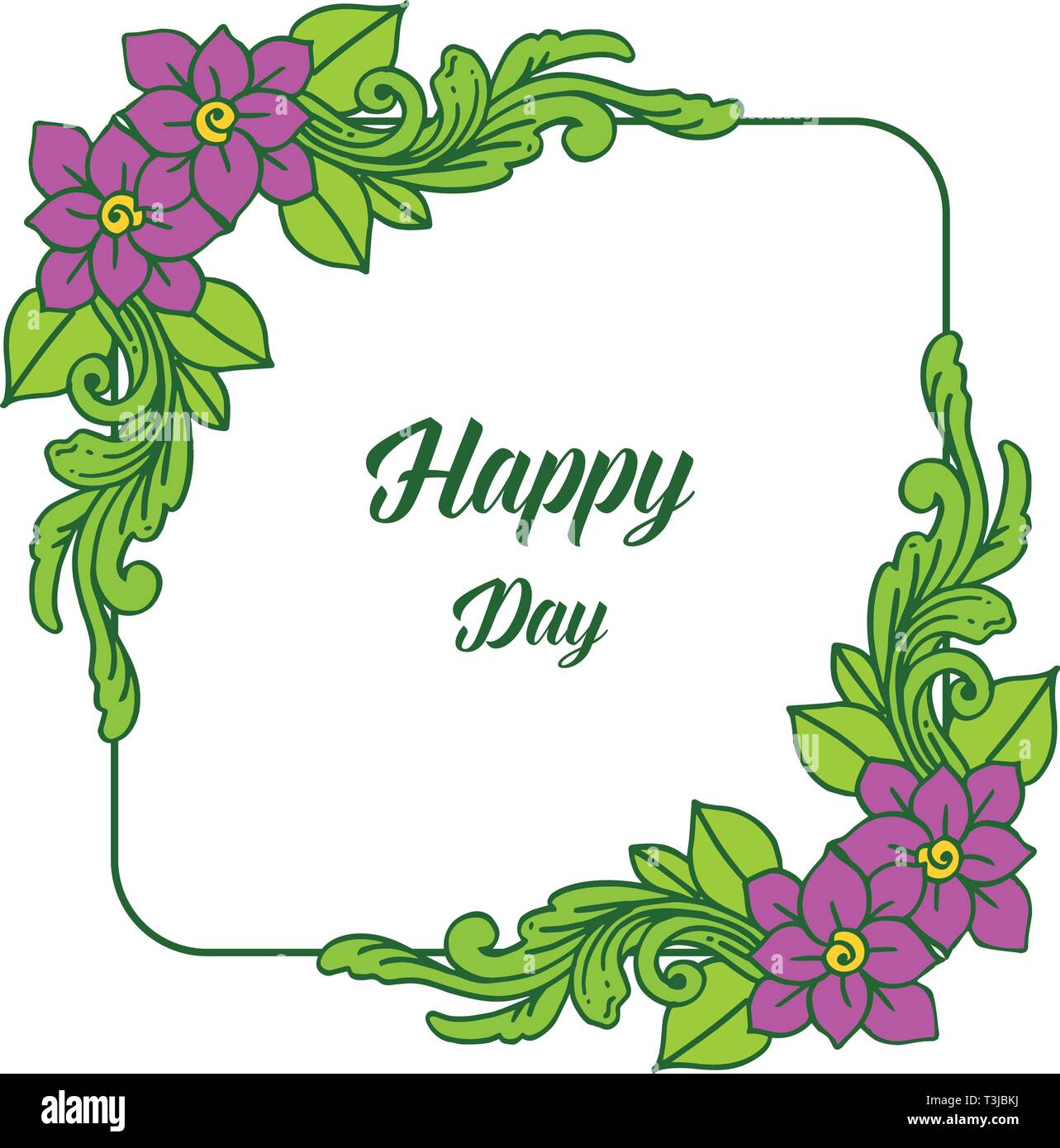 Vector illustration purple floral frame for invitation happy day hand ...