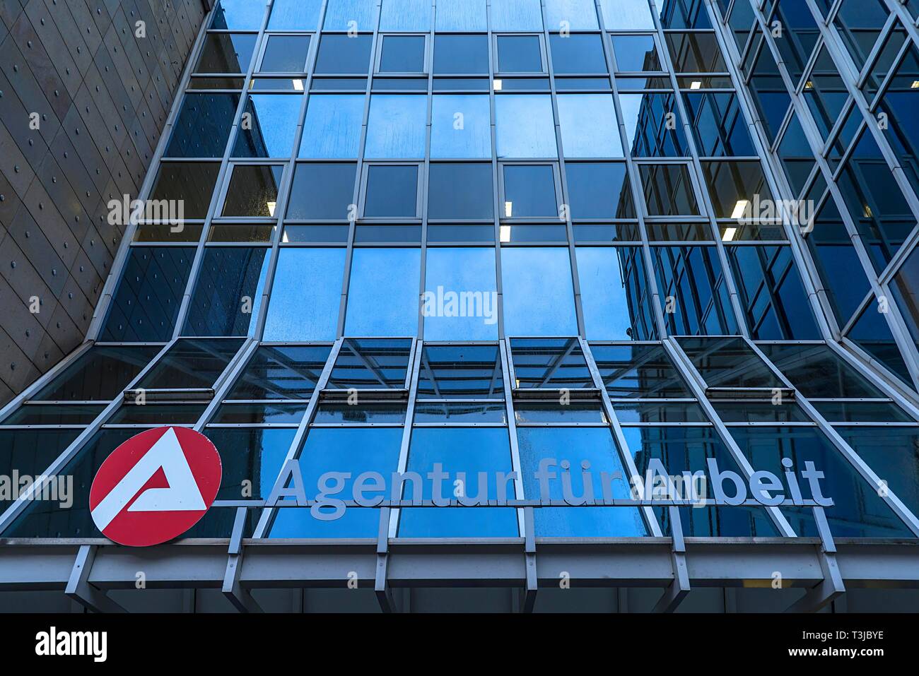 Entrance facade of the BIZ job center, Nuremberg, Middle Franconia, Bavaria, Germany Stock Photo