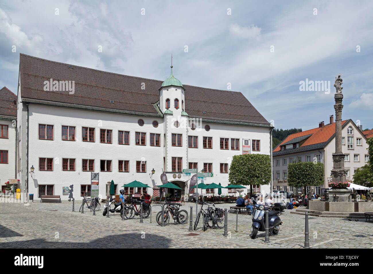 Castle and St. Mary's Square, Immenstadt, Allgau, Bavaria, Germany Stock Photo