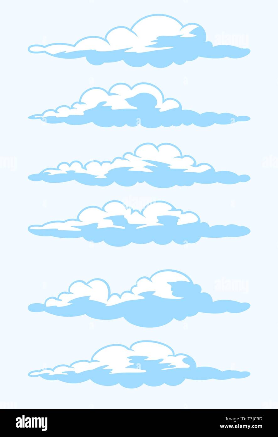 Set of cartoon clouds Stock Vector