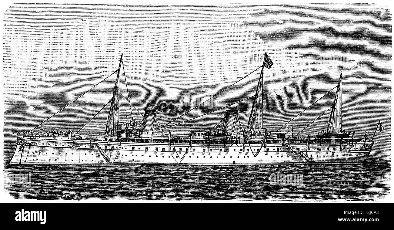 Imperial Yacht Hohenzollern, State Yacht of the German Reich, historical illustration, 1880, Germany Stock Photo