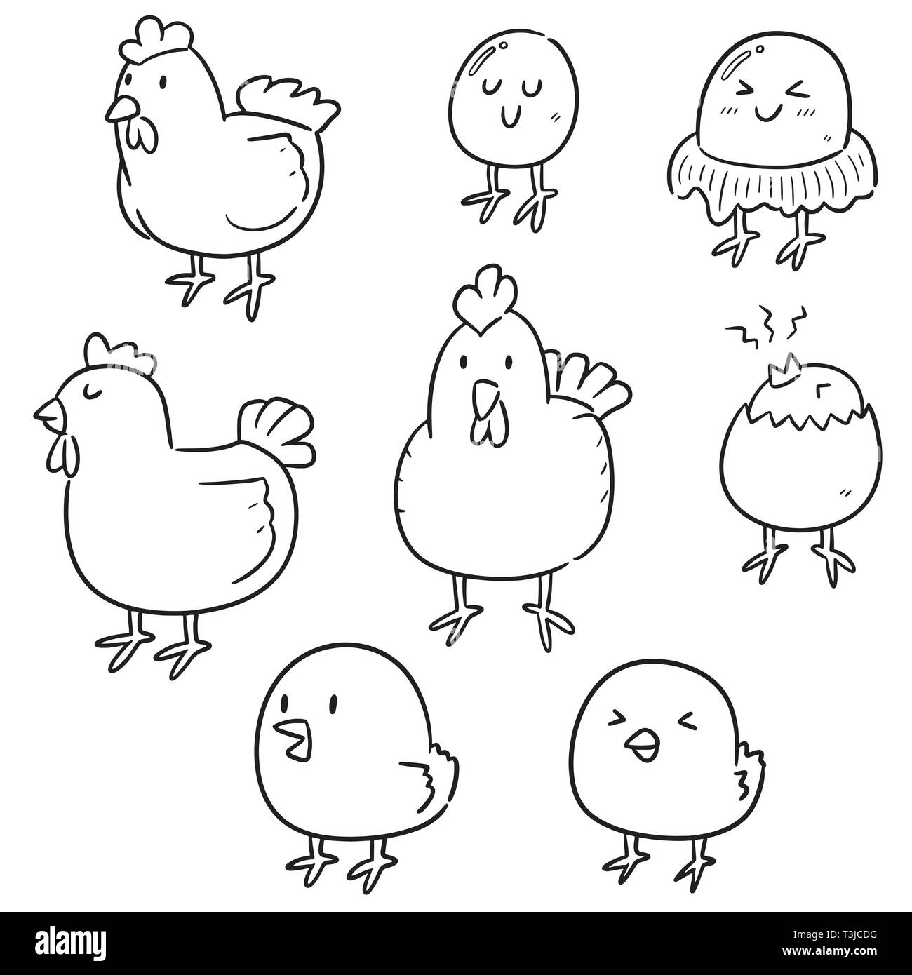 vector set of chicken and egg Stock Vector