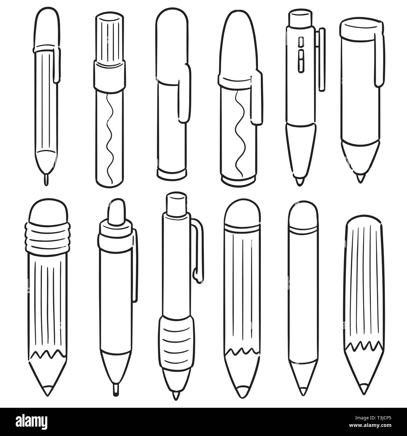 vector set of pen and pencil Stock Vector Image & Art Alamy
