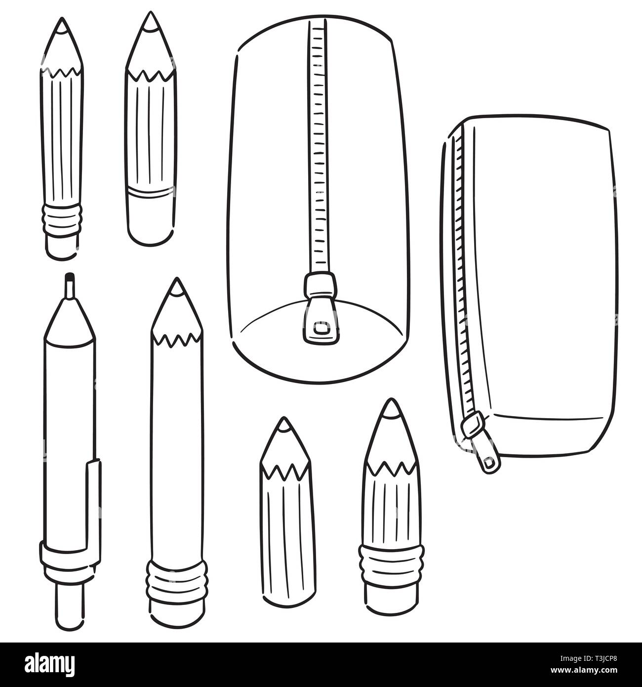 vector set of pencil and pencil case Stock Vector Image & Art Alamy