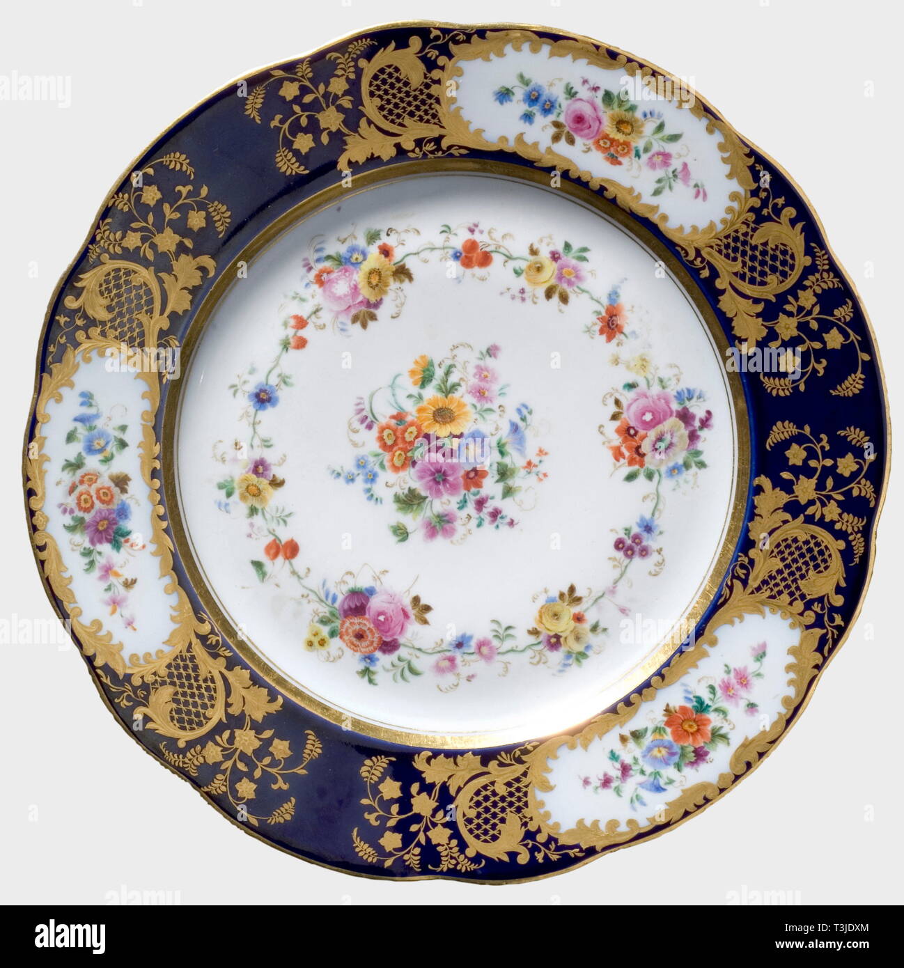 49 PC Navy Golden Rose Pattern Royal British Dinner Set – R & B Import