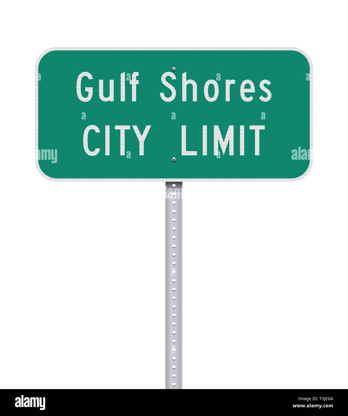 Vector illustration of the Gulf Shores City Limit green road sign Stock Vector