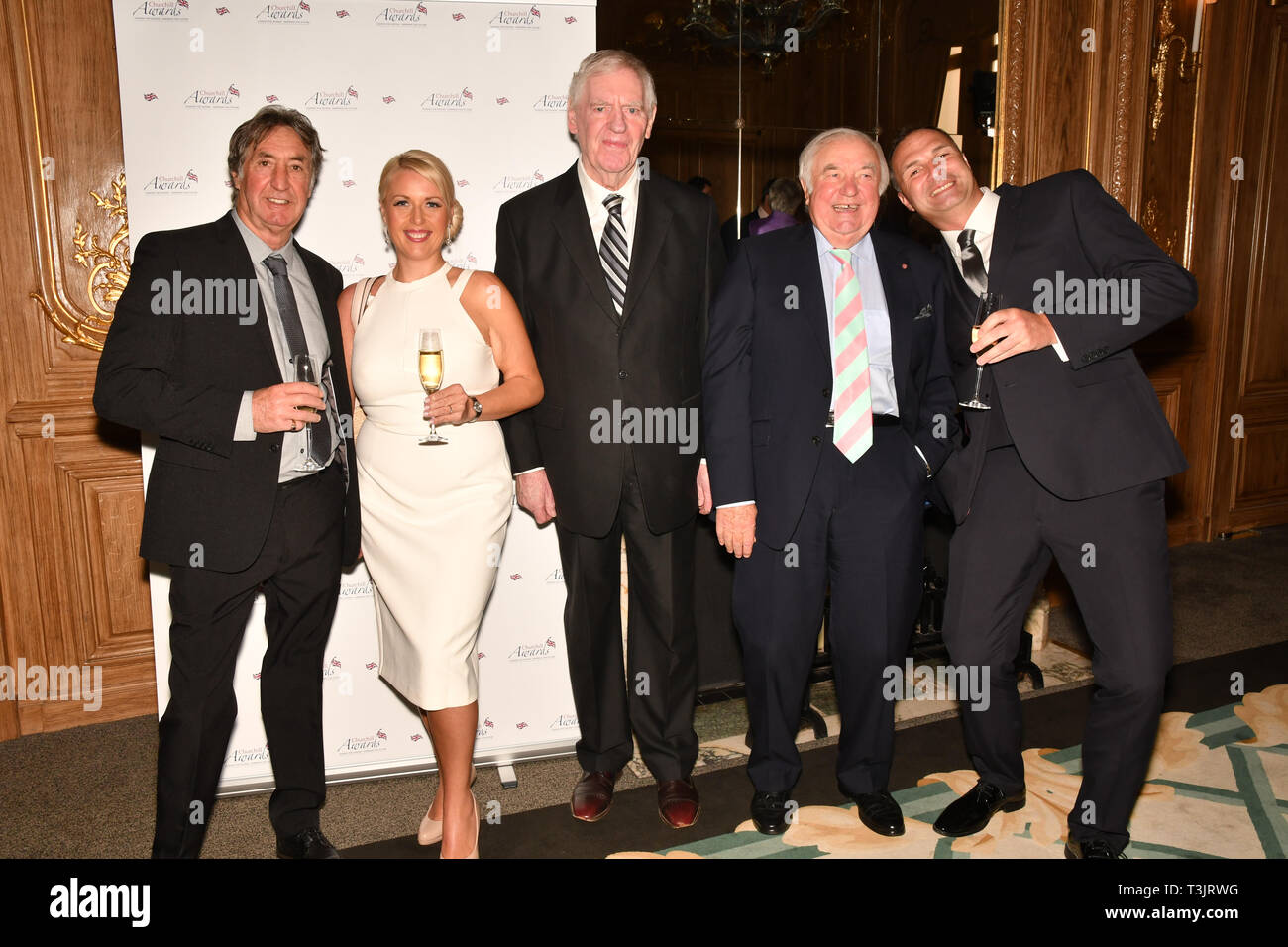 London, UK. 10th Apr, 2019. Lawrie McMenemy, Jimmy Tarbuck and guests attend the 7th annual Churchill Awards honour achievements of the Over 65's at Claridge's Hotel on 10 March 2019, London, UK. Credit: Picture Capital/Alamy Live News Stock Photo