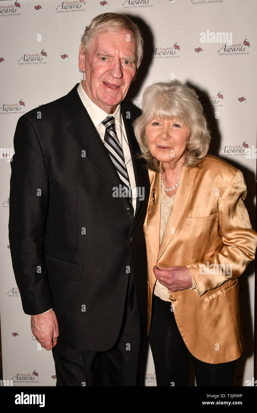 London, UK. 10th Apr, 2019. Lawrie McMenemy and Jilly Cooper attend the 7th annual Churchill Awards honour achievements of the Over 65's at Claridge's Hotel on 10 March 2019, London, UK. Credit: Picture Capital/Alamy Live News Stock Photo