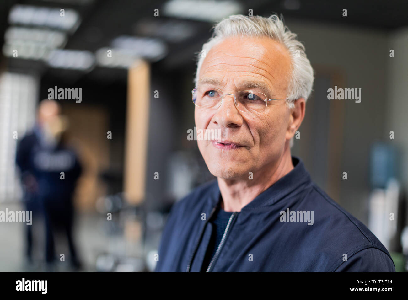 10 April 2019, North Rhine-Westphalia, Köln: Klaus J. Behrendt (as Commissioner Max Ballauf), actor, stands in the new commissariat during the shooting of the new crime scene from Cologne 'Niemals ohne mich' (working title). Photo: Rolf Vennenbernd/dpa Stock Photo