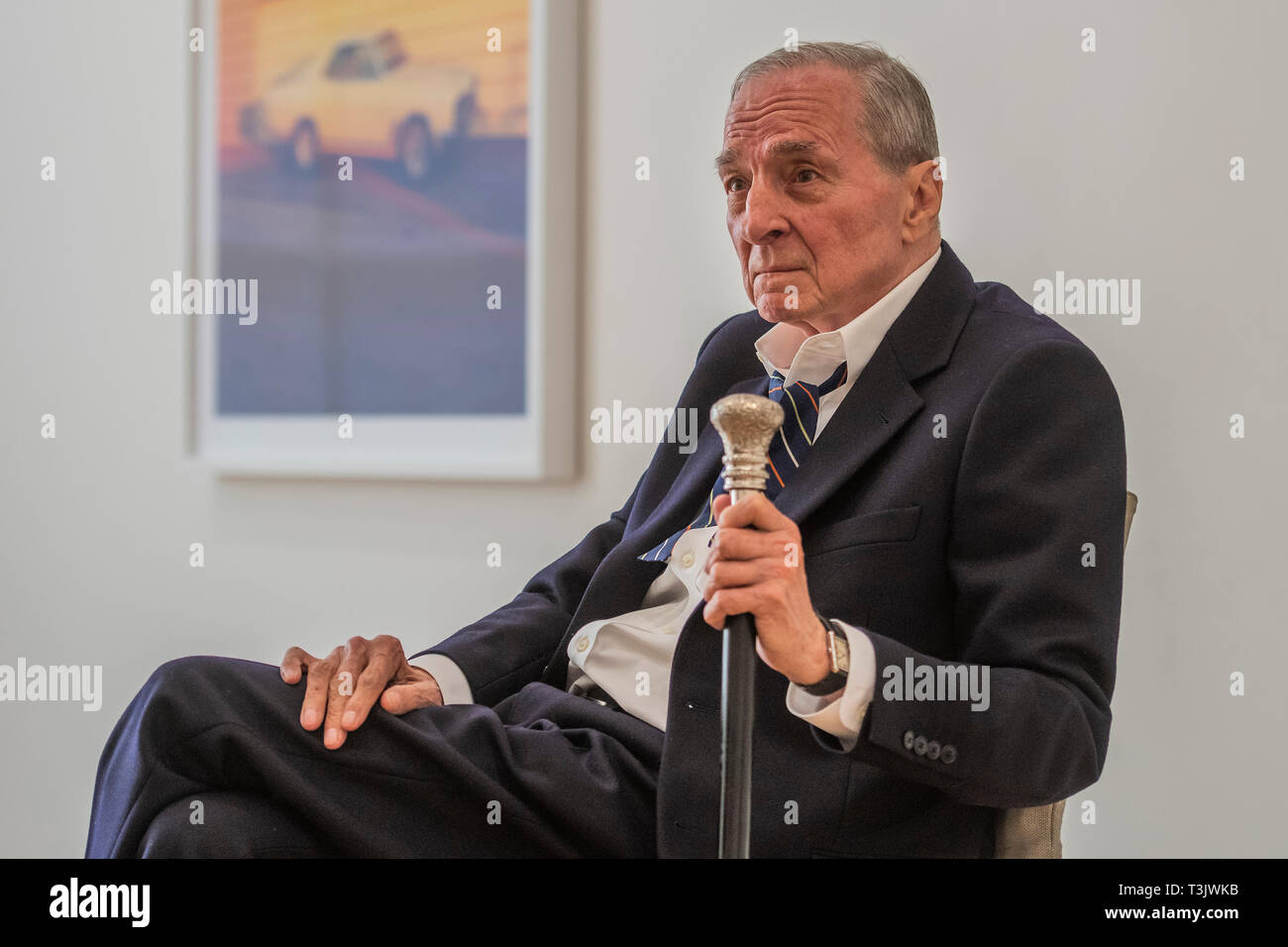 London, UK. 10th Apr, 2019. William Eggleston's (pictured) new exhibition 2¼ opens at the David Zwirner gallery. The exhibition is made up of a selection of works from his 2¼ series, which have never been exhibited before. William chose the selection himself. This will be his first show with the London gallery. Credit: Guy Bell/Alamy Live News Stock Photo