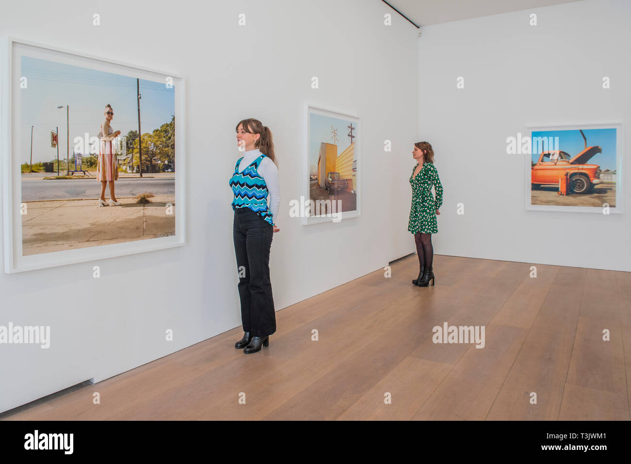 London, UK. 10th Apr, 2019. William Eggleston's new exhibition 2¼ opens at the David Zwirner gallery. The exhibition is made up of a selection of works from his 2¼ series, which have never been exhibited before. William chose the selection himself. This will be his first show with the London gallery. Credit: Guy Bell/Alamy Live News Stock Photo