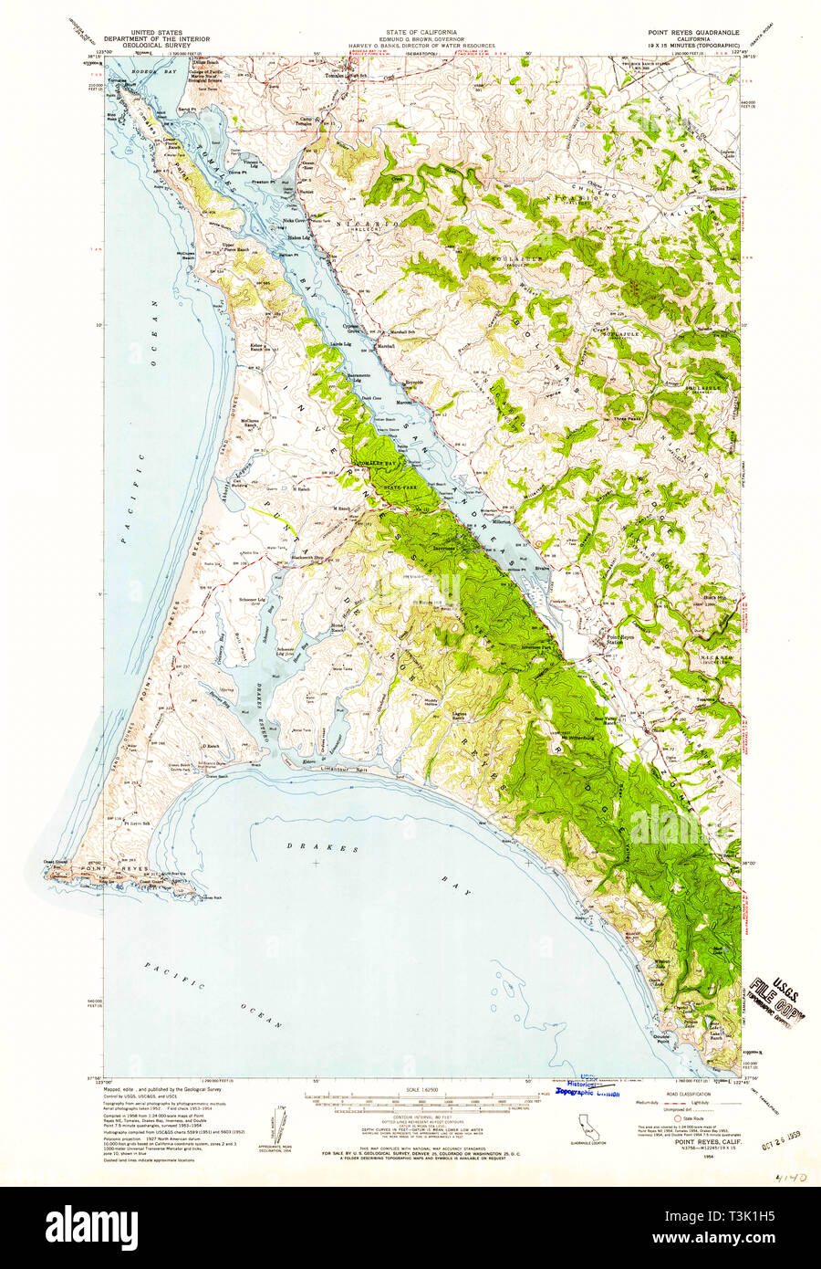 Point Reyes Zip Code Map USGS TOPO Map California CA Point Reyes 298605 1954 62500 Restoration ...
