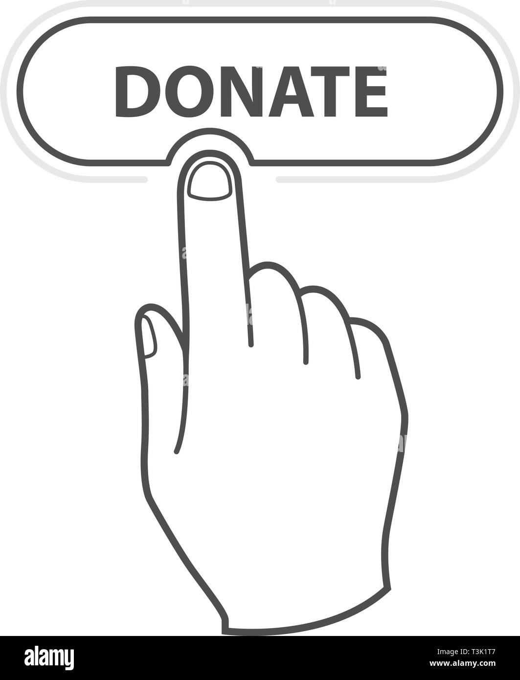 Finger pressing button Donate - charity, fundraising and crowdfunding concept Stock Vector