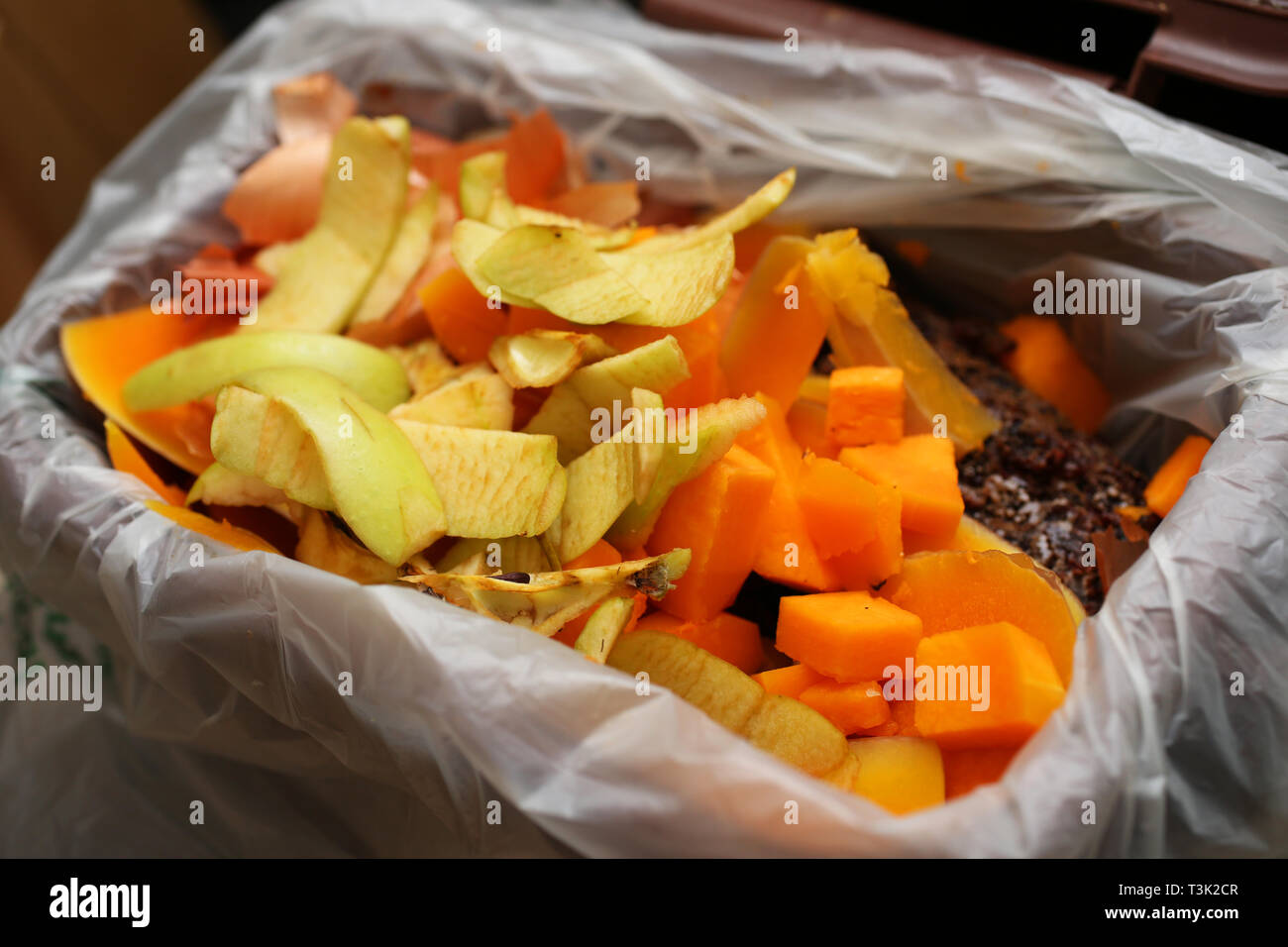 General views of food waste being collected for a brown food waste
