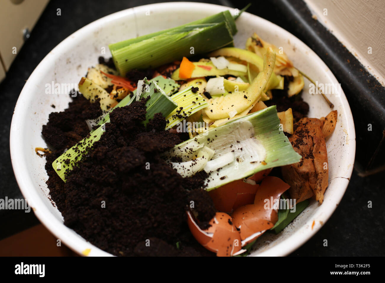 General views of food waste being collected for a brown food waste