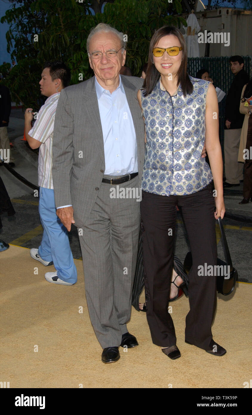 LOS ANGELES, CA. July 22, 2002: News Corp. boss RUPERT MURDOCH & wife