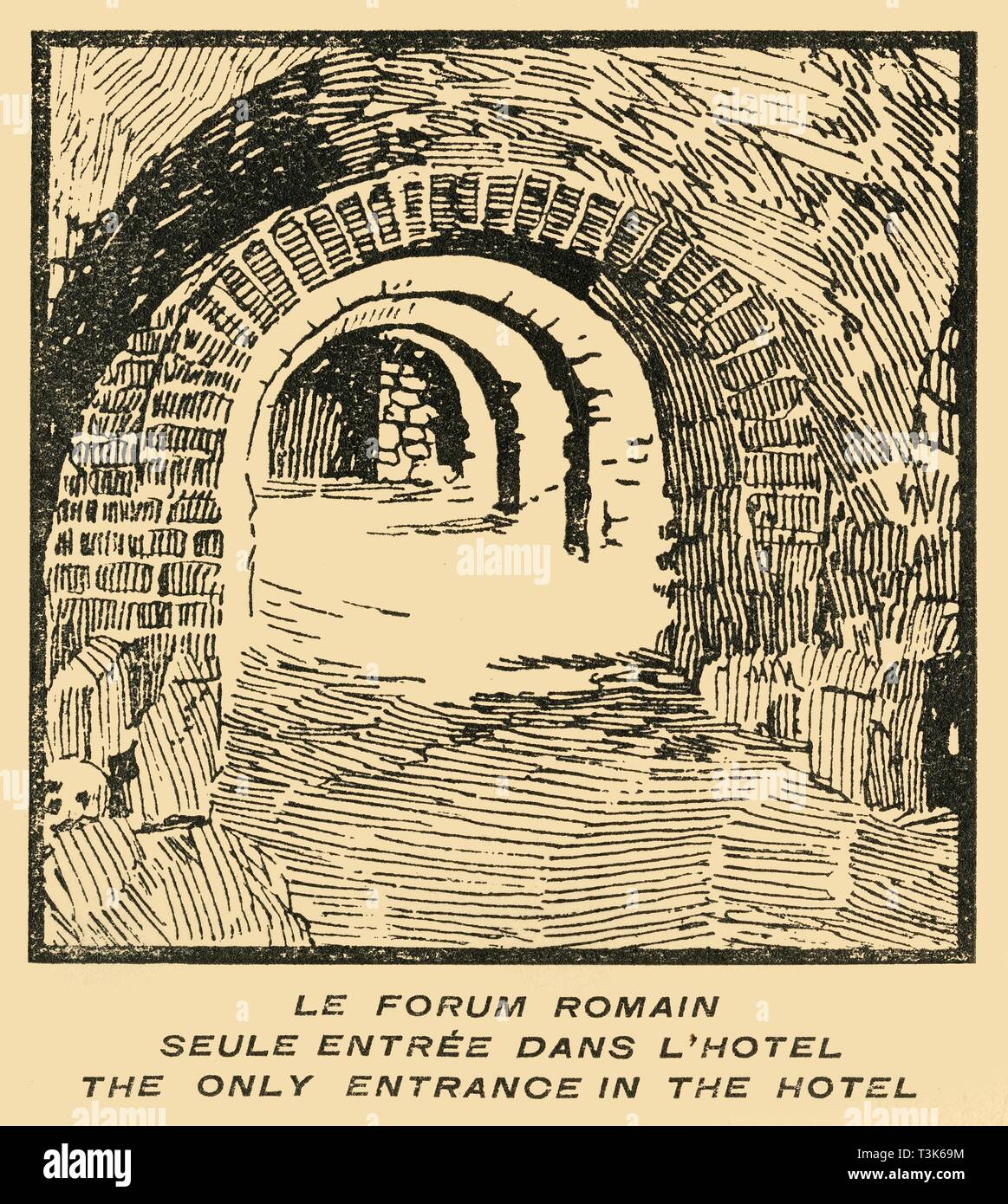 'Le Forum Romain Seule Entree' Dans L'Hotel - Roman Forum Entrance from the Hotel, c1920s. Creator: E Laget. Stock Photo