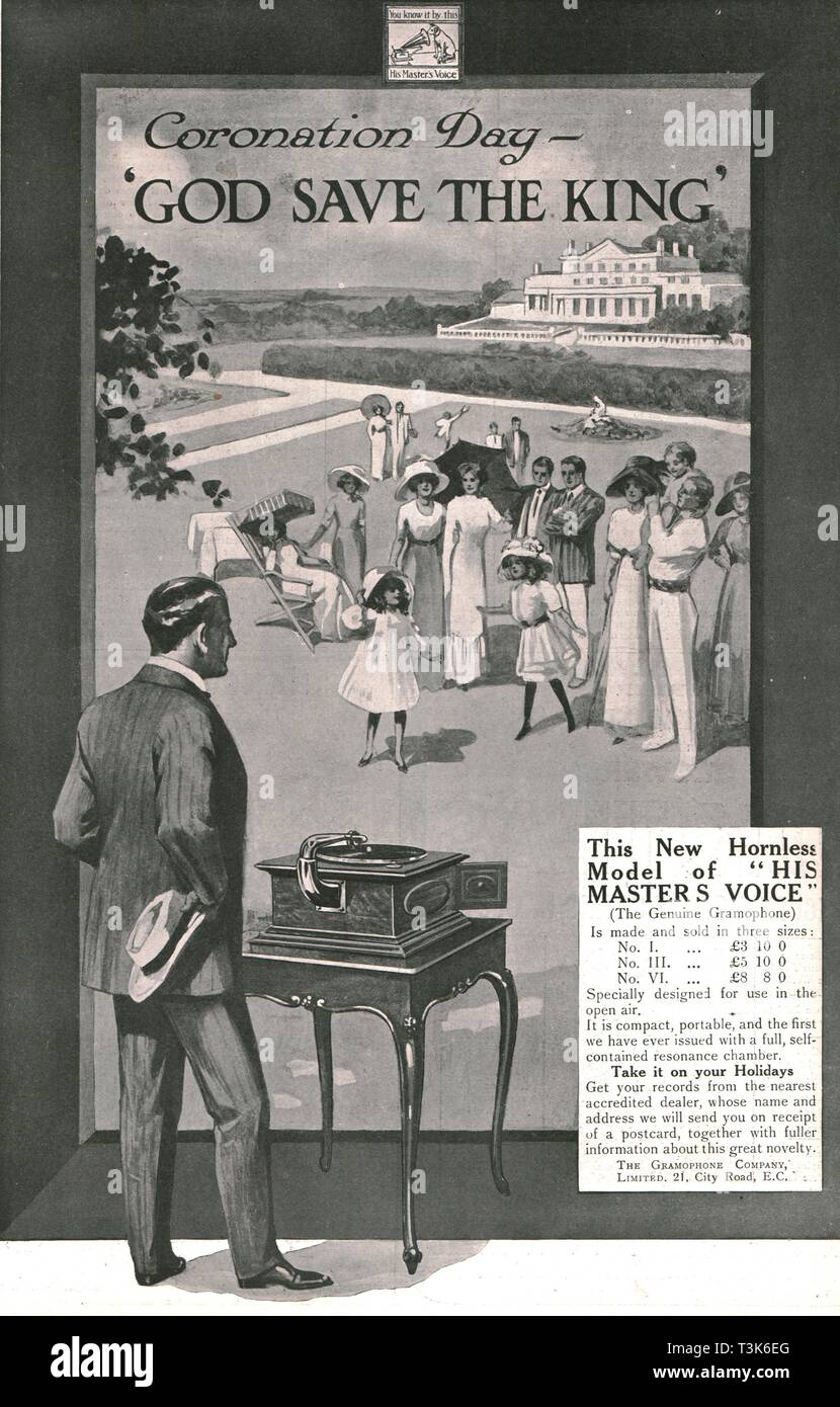 'His Master's Voice' advertisement, 1911. Creator: Unknown. Stock Photo