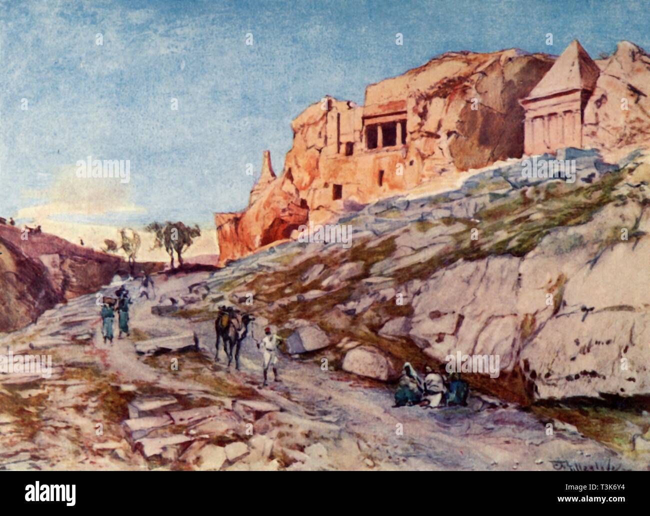 'The Rock-Cut Tombs of the Valley of Jehoshaphat', 1902. Creator: John Fulleylove. Stock Photo